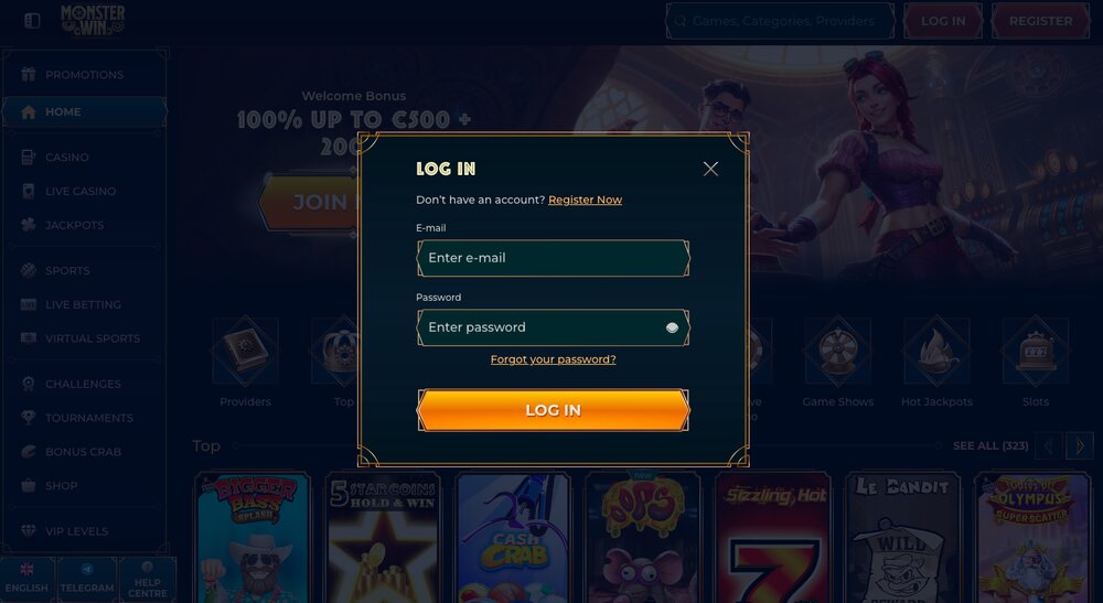 Monster Win login