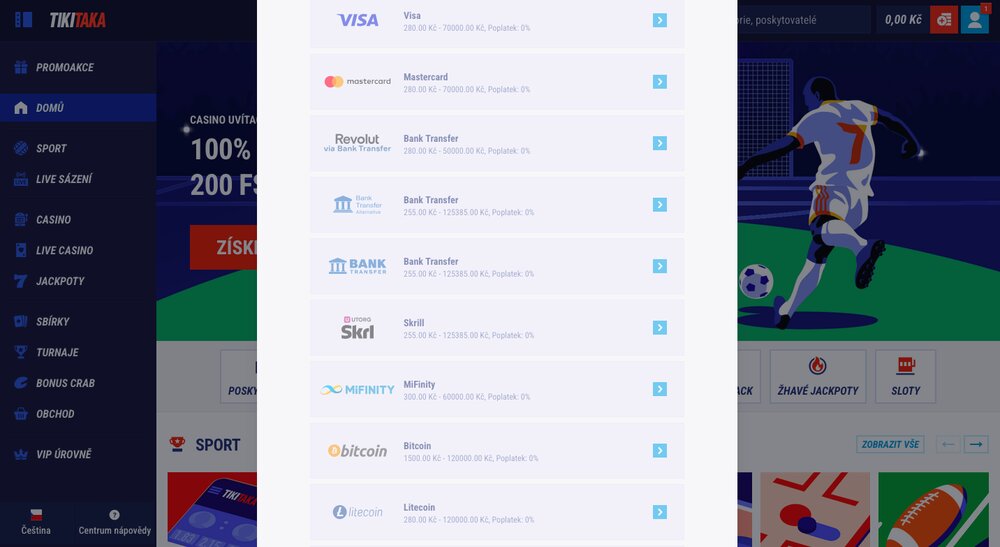 TikiTaka withdrawal options