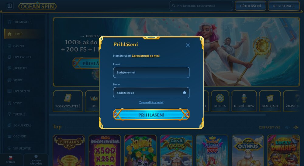 Ocean Spin login