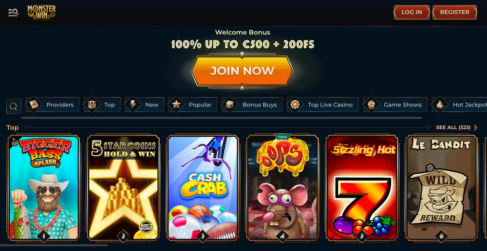 Monster Win website