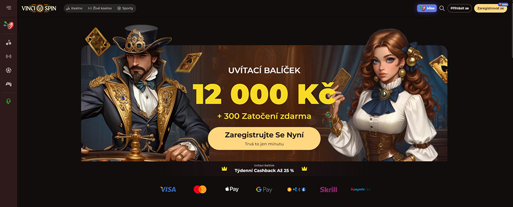 Vinci Spin – money deposit and withdrawal
