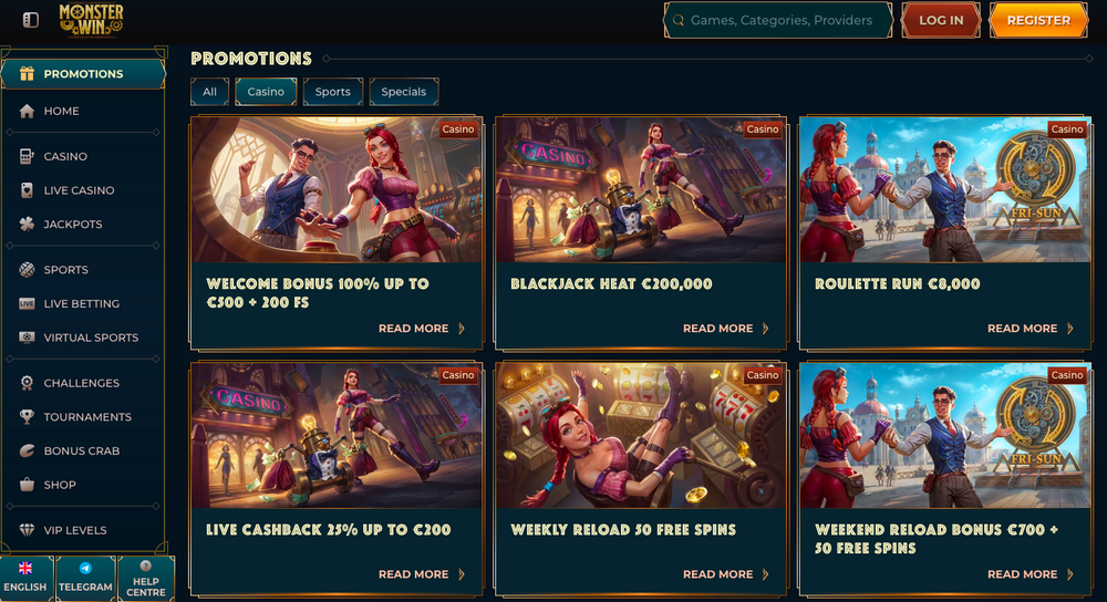 Monster Win casino bonuses