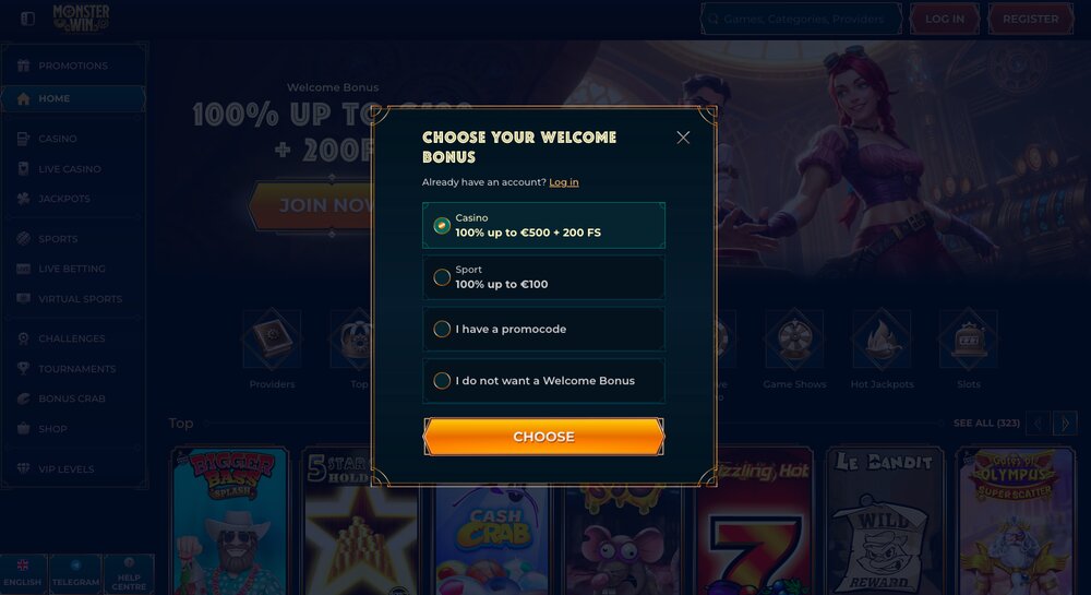 MonsterWin registration