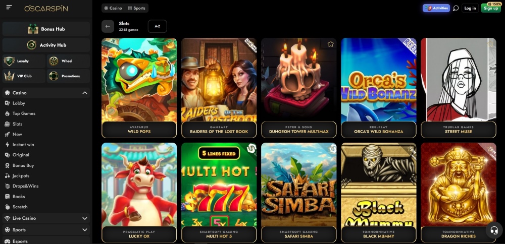 Oscarspin holds rich library of thousands of slots made by dozens of famous providers 