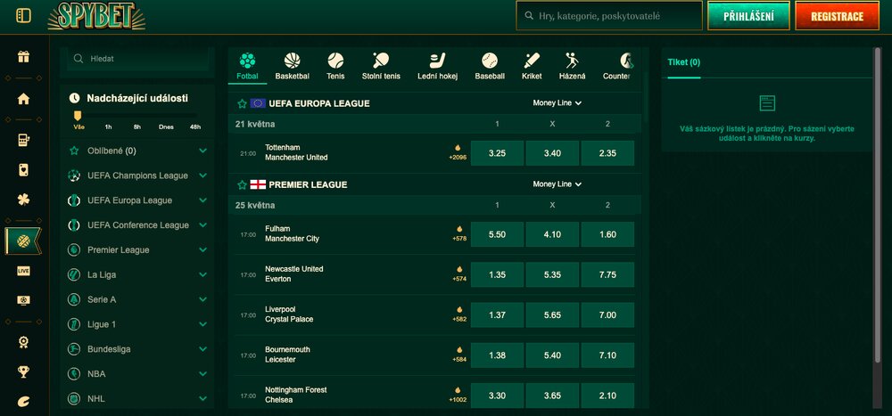 Spybet betting markets