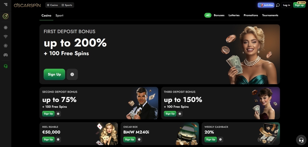 Generous welcome package of up to 350 free spins awaits new players at Oscarspin online casino