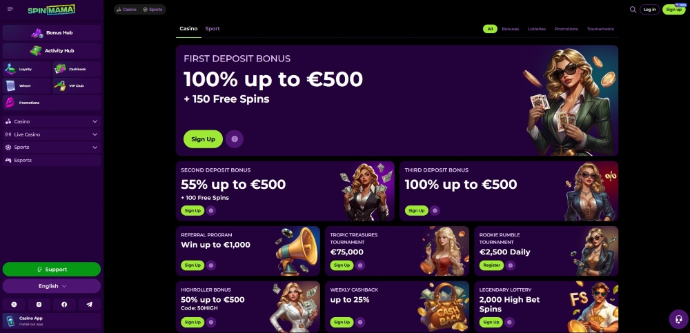 spinmama casino bonus header