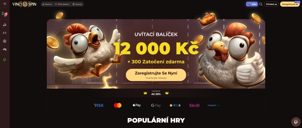 Don't miss the welcome bonus at the Vinci Spin online casino
