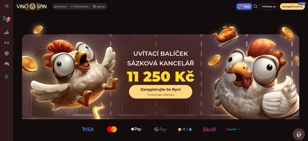 Vinci Spin sportsbook welcome package for new bettors 