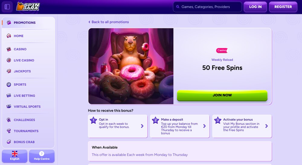 Spinbara reload bonus