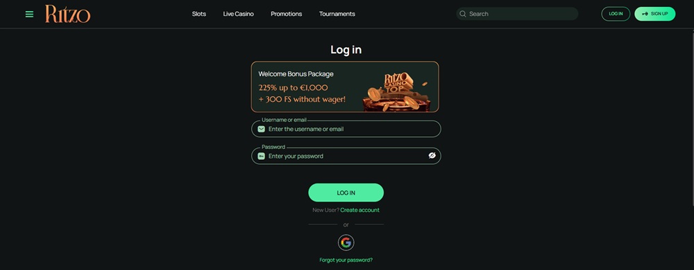Ritzo login