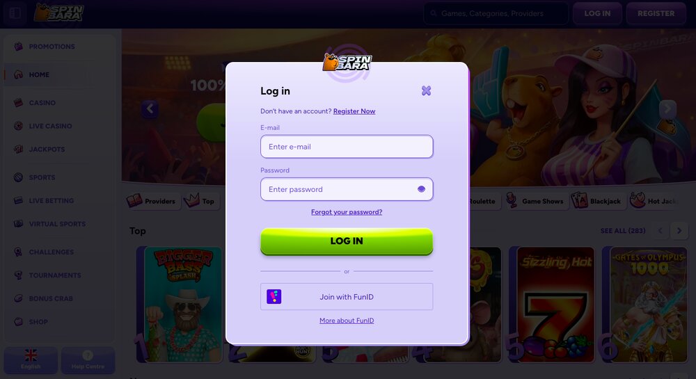 Spinbara login