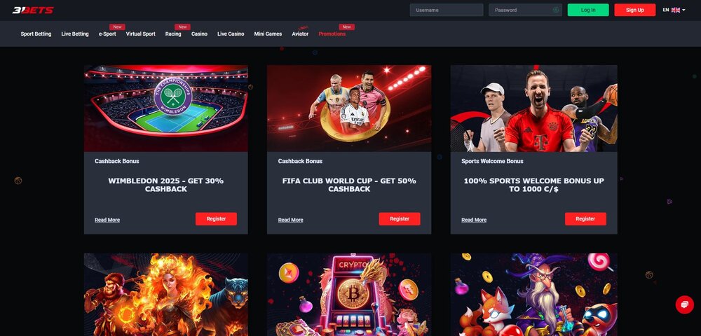 31Bets top bonuses