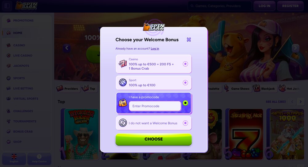 Spinbara promo code