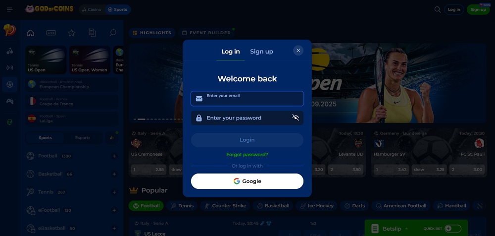 God of Coins login