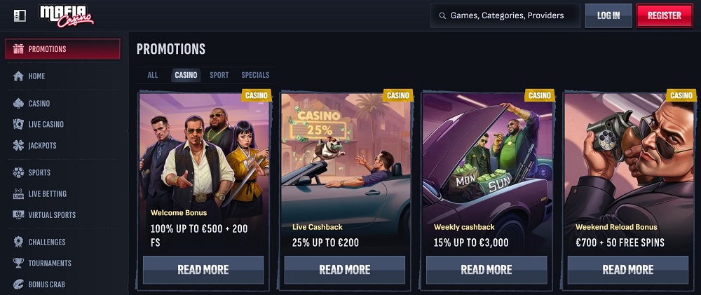 MafiaCasino free spins