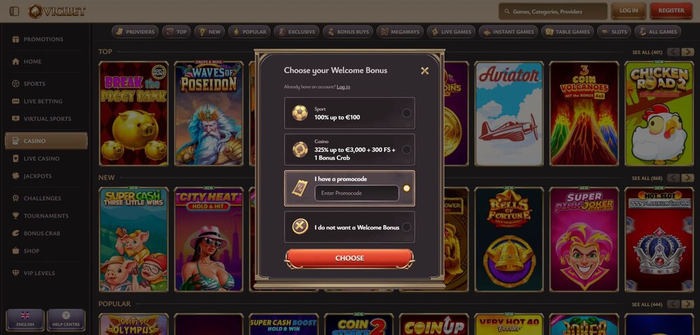 vicibet promo code