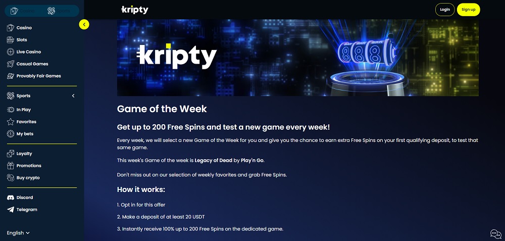 Kripty free spins