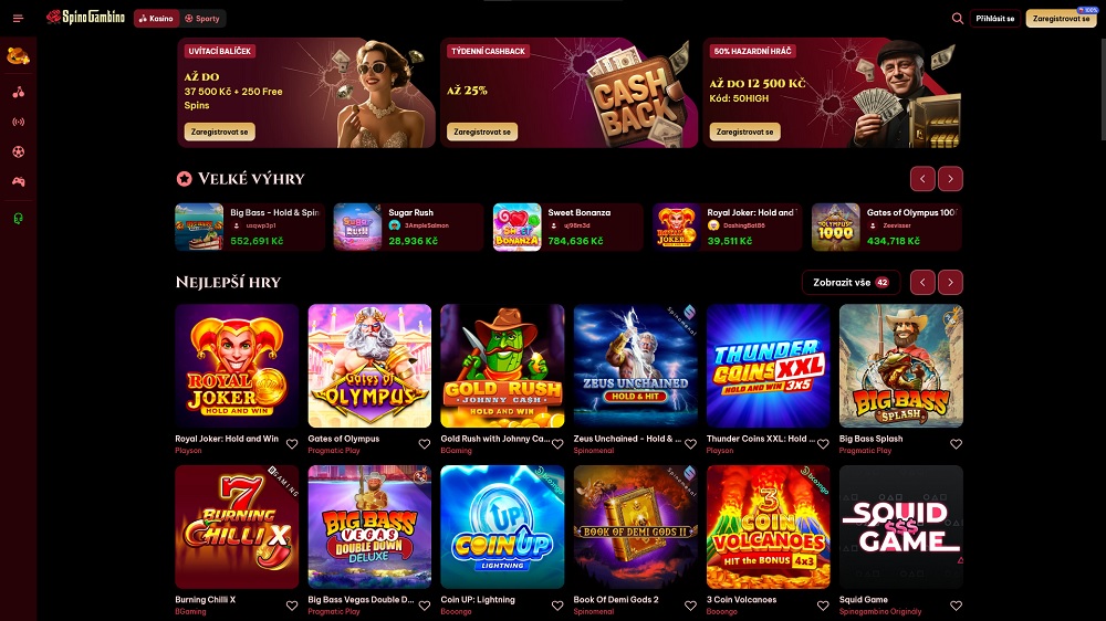 Preview of bonuses and top games at the SpinoGambino online casino