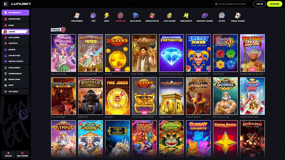 Preview of the TOP slots at the online casino LunuBet