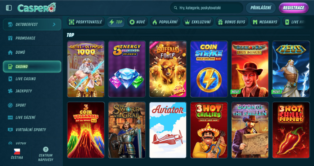 Preview of top slots at the Caspero online casino