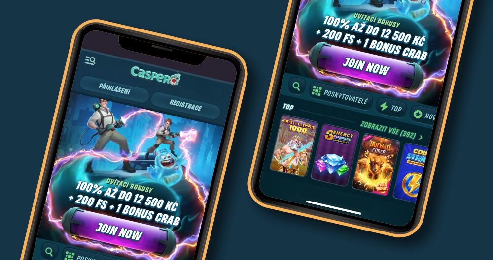 Preview of the responsive interface of the Caspero online casino website