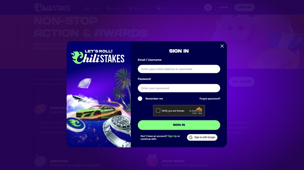 ChiliSTAKES login