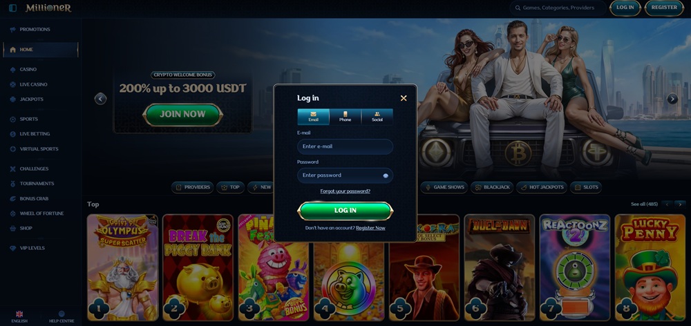Millioner login