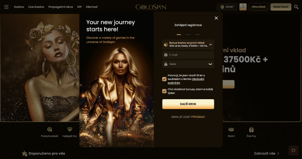 GoldSpin registration, intro preview