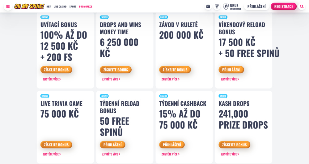 Can you get a no deposit bonus at Oh My Spins casino?