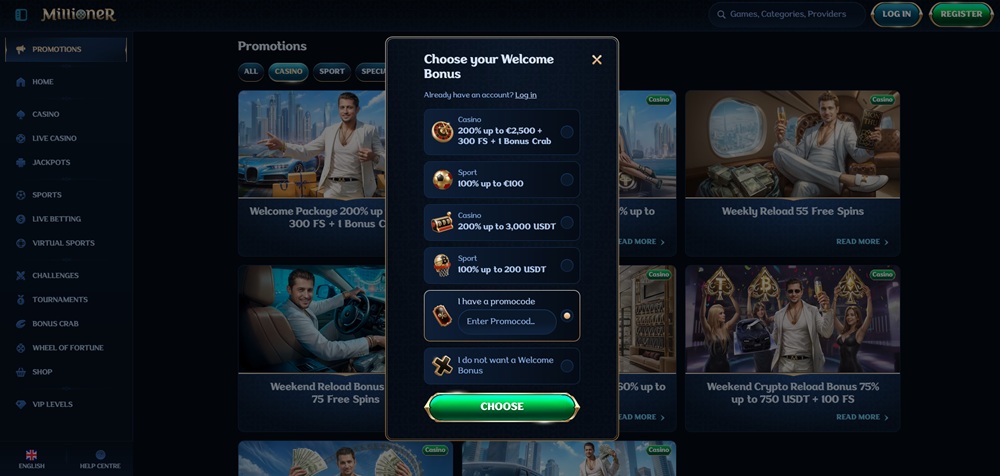 Millioner promo code
