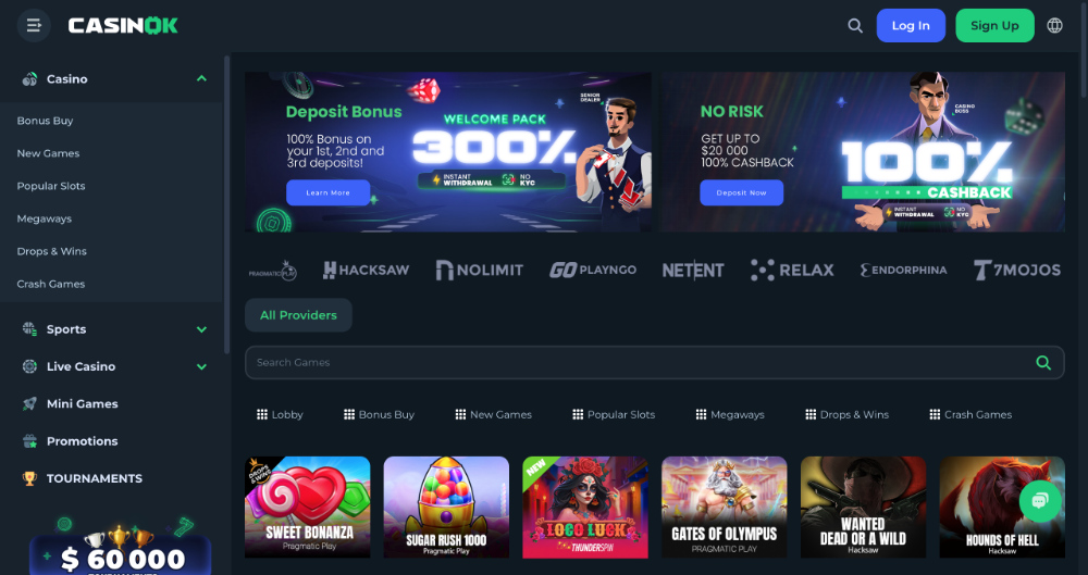 CasinOK home screen