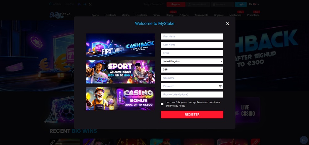 MyStake promo code úvod en